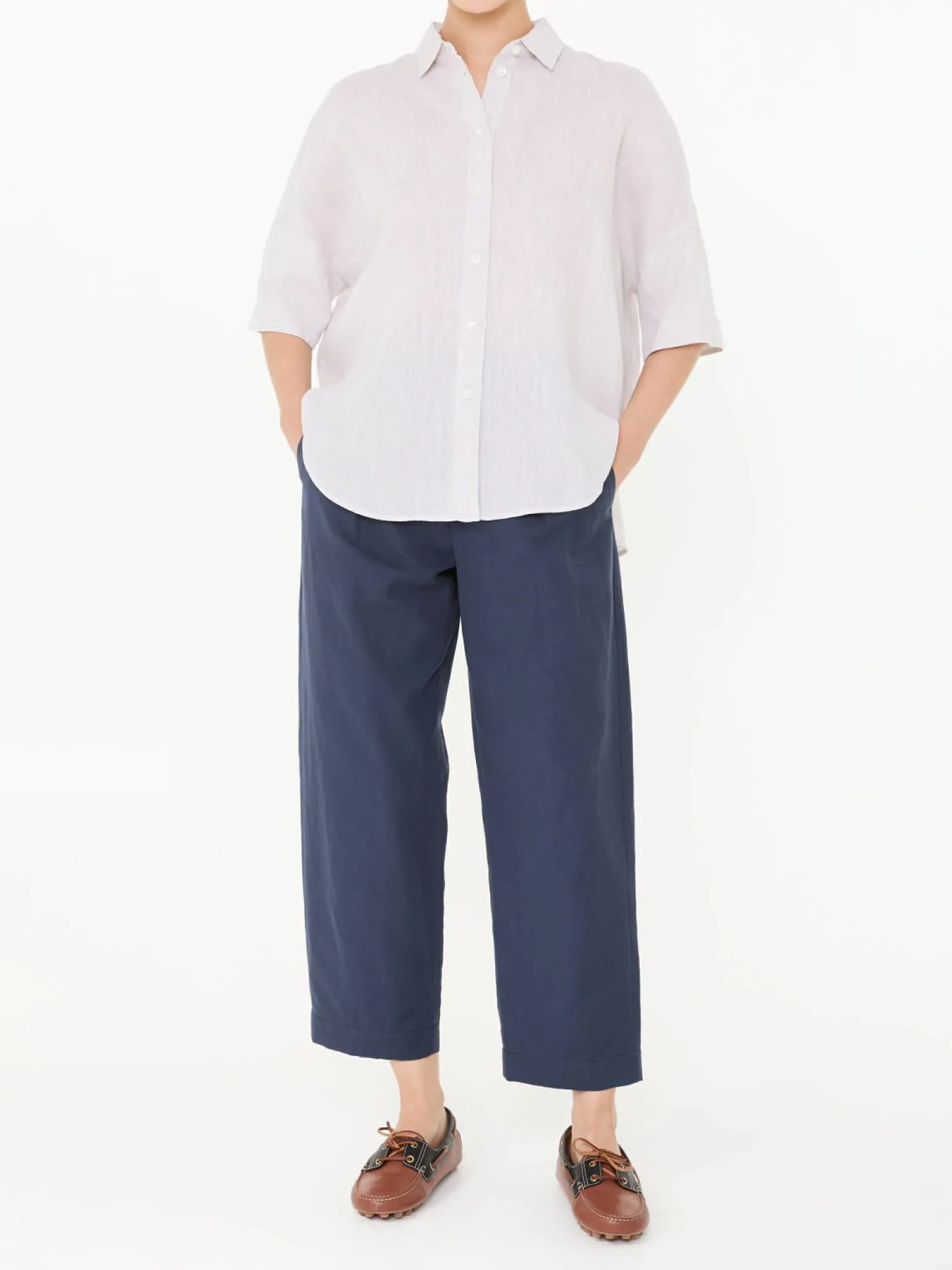 Leinenbluse 'Boxy Round' Beige