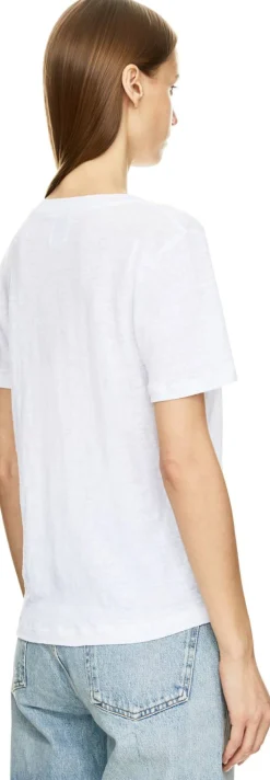 Leinenshirt mit V-Ausschnitt Crème