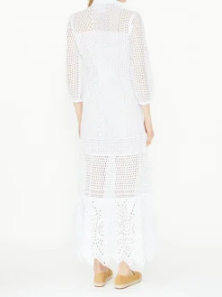 Maxikleid 'Adda' aus Lochspitze Weiß