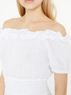 Maxikleid 'Angara' aus Leinen Weiß