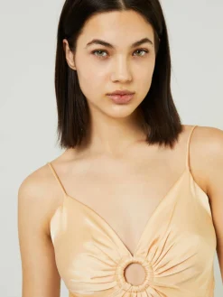 Maxikleid aus Satin Apricot