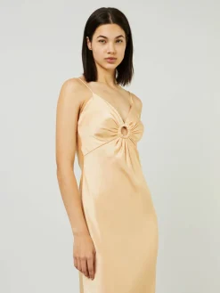 Maxikleid aus Satin Apricot