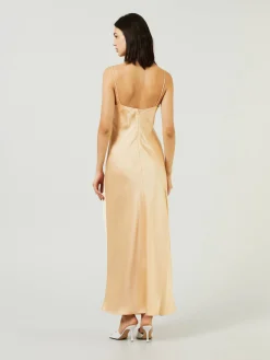 Maxikleid aus Satin Apricot