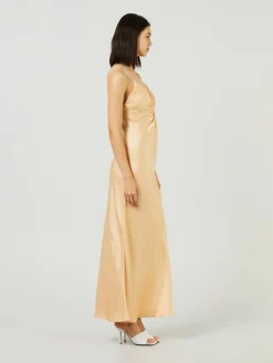 Maxikleid aus Satin Apricot