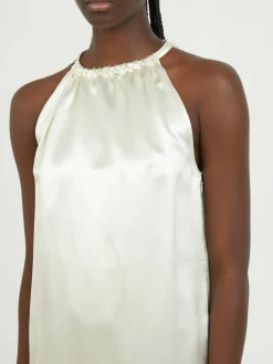 Maxikleid aus Seidenmix Crème