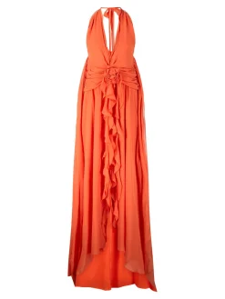 Maxikleid aus Viskose-Georgette Orange