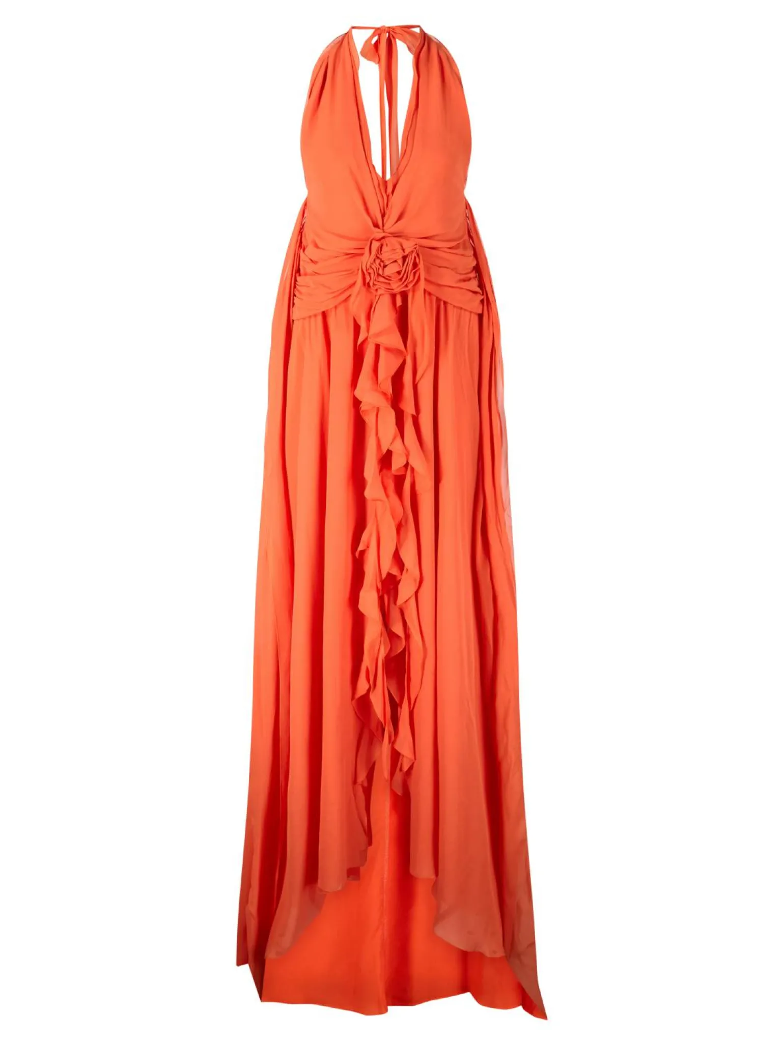 Maxikleid aus Viskose-Georgette Orange