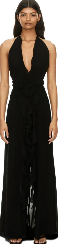Maxikleid aus Viskose-Georgette Schwarz