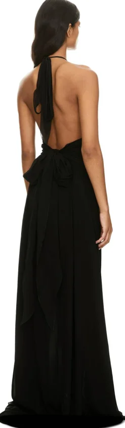Maxikleid aus Viskose-Georgette Schwarz
