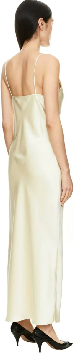 Maxikleid 'Barika' aus gehämmerter Seide Crème