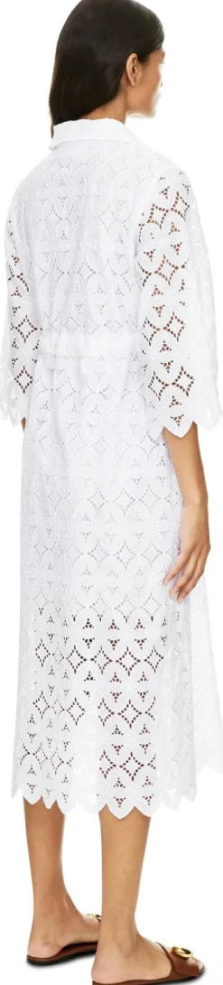 Maxikleid 'Cardamomo' mit Lochstickerei Weiß