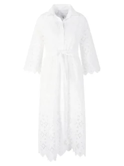 Maxikleid 'Cardamomo' mit Lochstickerei Weiß