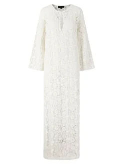 Maxikleid 'Della' aus gehäkelter Baumwolle Crème