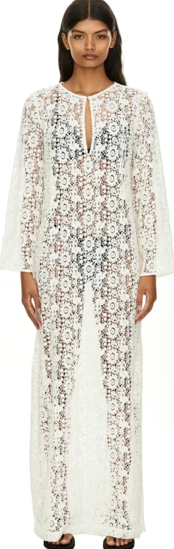 Maxikleid 'Della' aus gehäkelter Baumwolle Crème