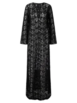 Maxikleid 'Della' aus gehäkelter Baumwolle Schwarz