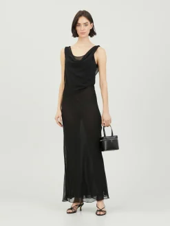 Maxikleid 'Draped Cowl' Schwarz