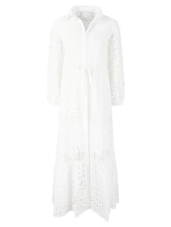 Maxikleid 'Giamaica' mit Lochstickerei Weiß