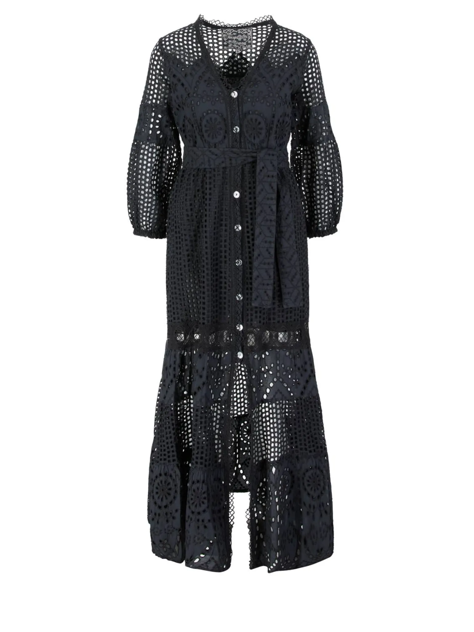 Maxikleid mit Gürtel Schwarz