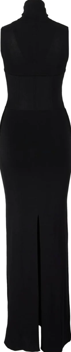 Maxikleid mit Korsett-Detail Schwarz