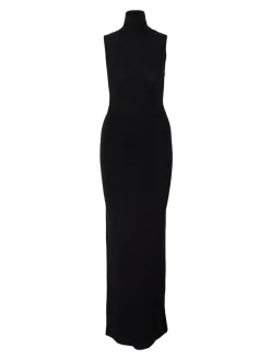 Maxikleid mit Korsett-Detail Schwarz