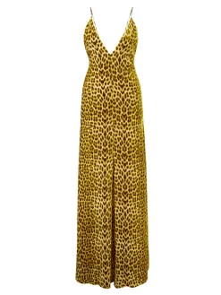Maxikleid mit Leopardenmuster Gelb