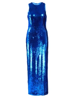Maxikleid mit Pailletten Marineblau