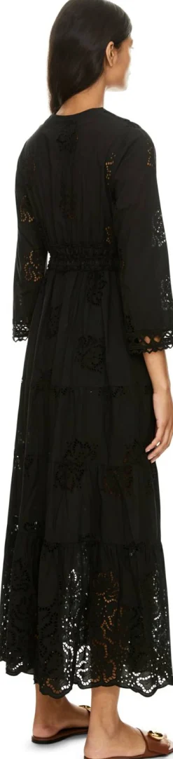 Maxikleid 'Rafano' mit Lochstickerei Schwarz