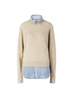 Mehrlagiger Wollpullover Beige