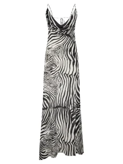 Midikleid aus Chiffon mit Print Schwarz