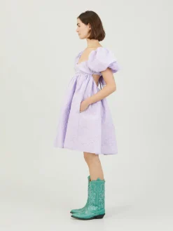 Midikleid aus Matelassé 'Susanna' Flieder