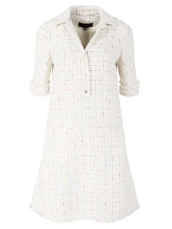 Midikleid aus Tweed Crème
