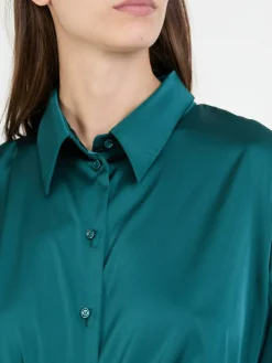 Midikleid aus Voile Satin Cypress Green