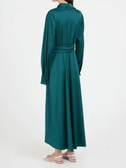 Midikleid aus Voile Satin Cypress Green