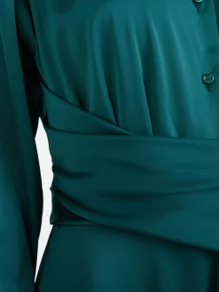 Midikleid aus Voile Satin Cypress Green