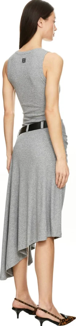 Midikleid mit Ledergürtel Grau