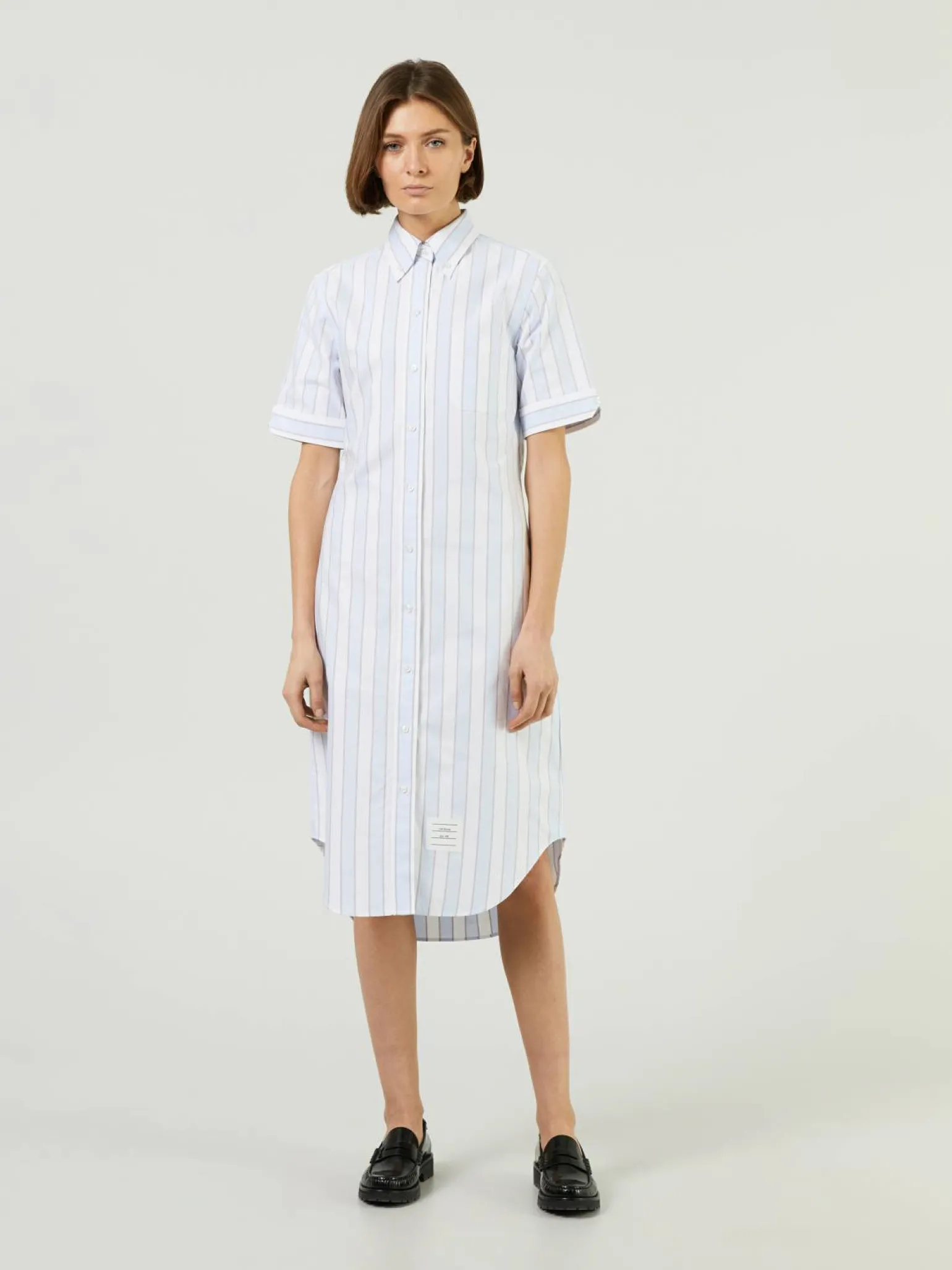 Midikleid mit Markisen-Streifen Blau