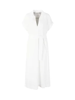 Midikleid mit Taillengürtel Weiß