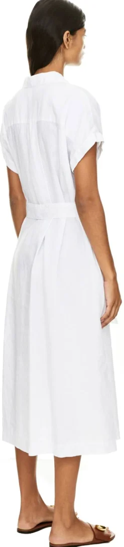 Midikleid mit Taillengürtel Weiß