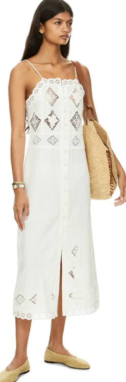 Midikleid 'Nelsane' mit Lochmuster Crème