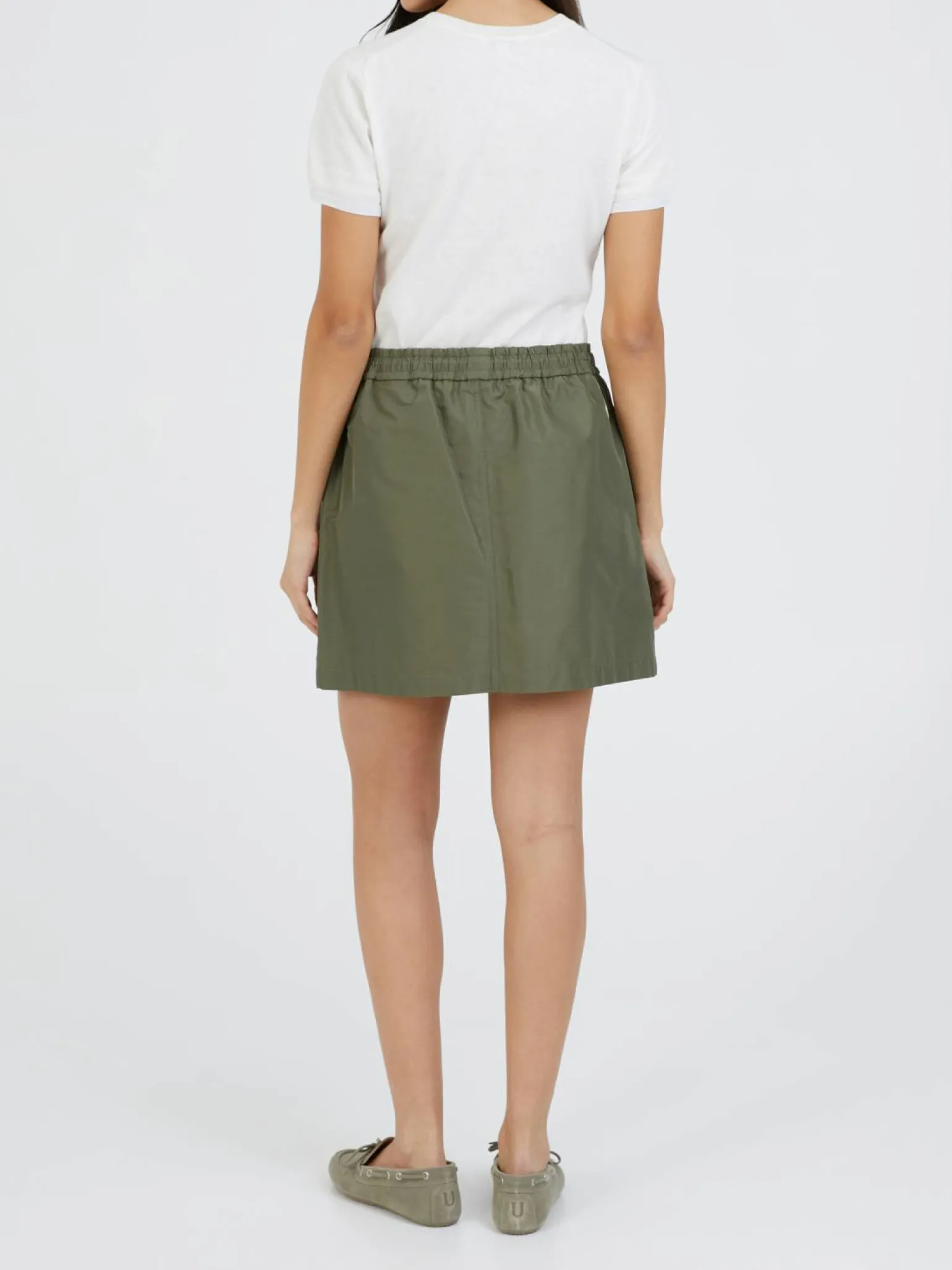 Midirock aus Taft Khaki