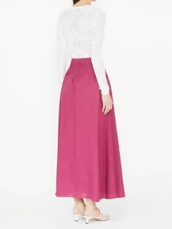 Midirock 'Penelope' aus Leinen Fuchsia
