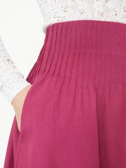 Midirock 'Penelope' aus Leinen Fuchsia