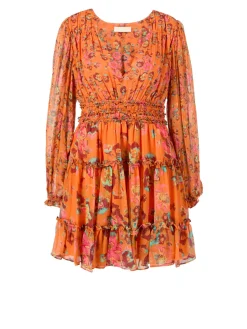 Minikleid aus Seide 'Lya' Orange