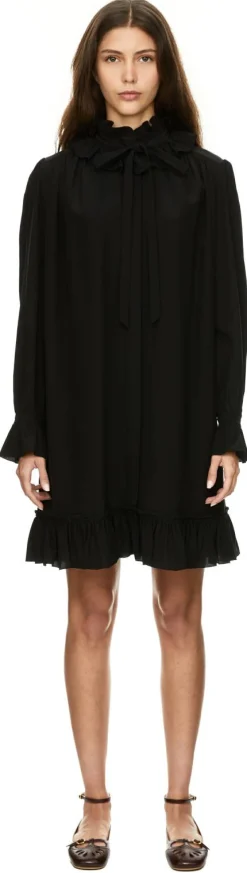 Minikleid aus Seide Schwarz