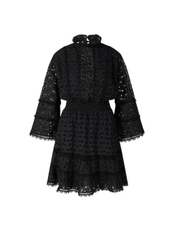 Minikleid 'Basilico' mit Lochstickerei Schwarz