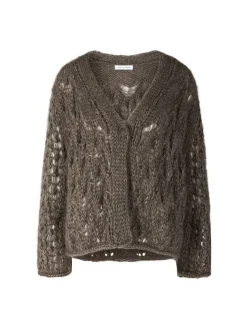 Mohair-Seidenstrickjacke 'Lille' Dark Taupe