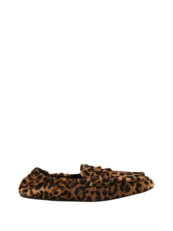 Mokassins aus Kalbshaar mit Leoparden-Print Braun