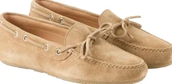 Mokassins aus Veloursleder mit Schleife Beige