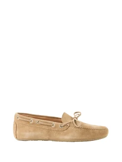 Mokassins aus Veloursleder mit Schleife Beige
