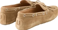 Mokassins aus Veloursleder mit Schleife Beige